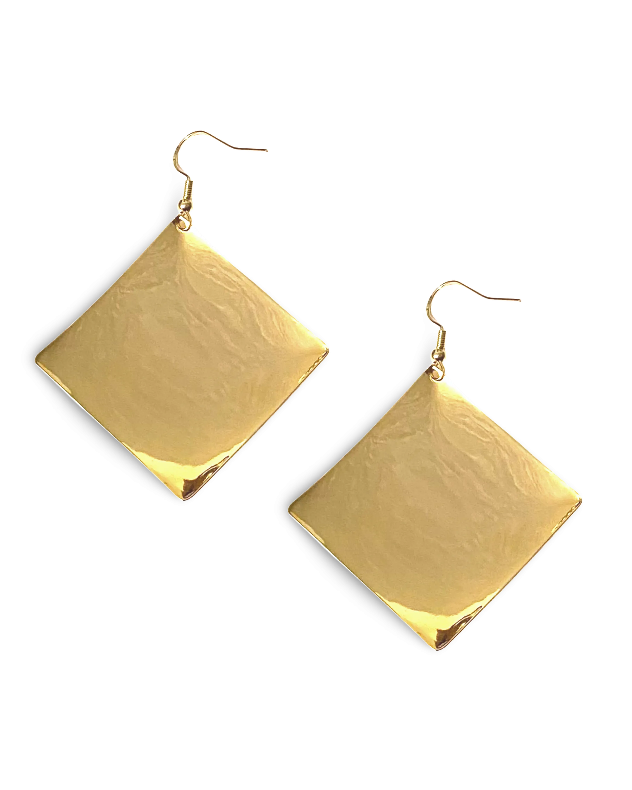 Hammered Diamond Dome Dangle Earrings