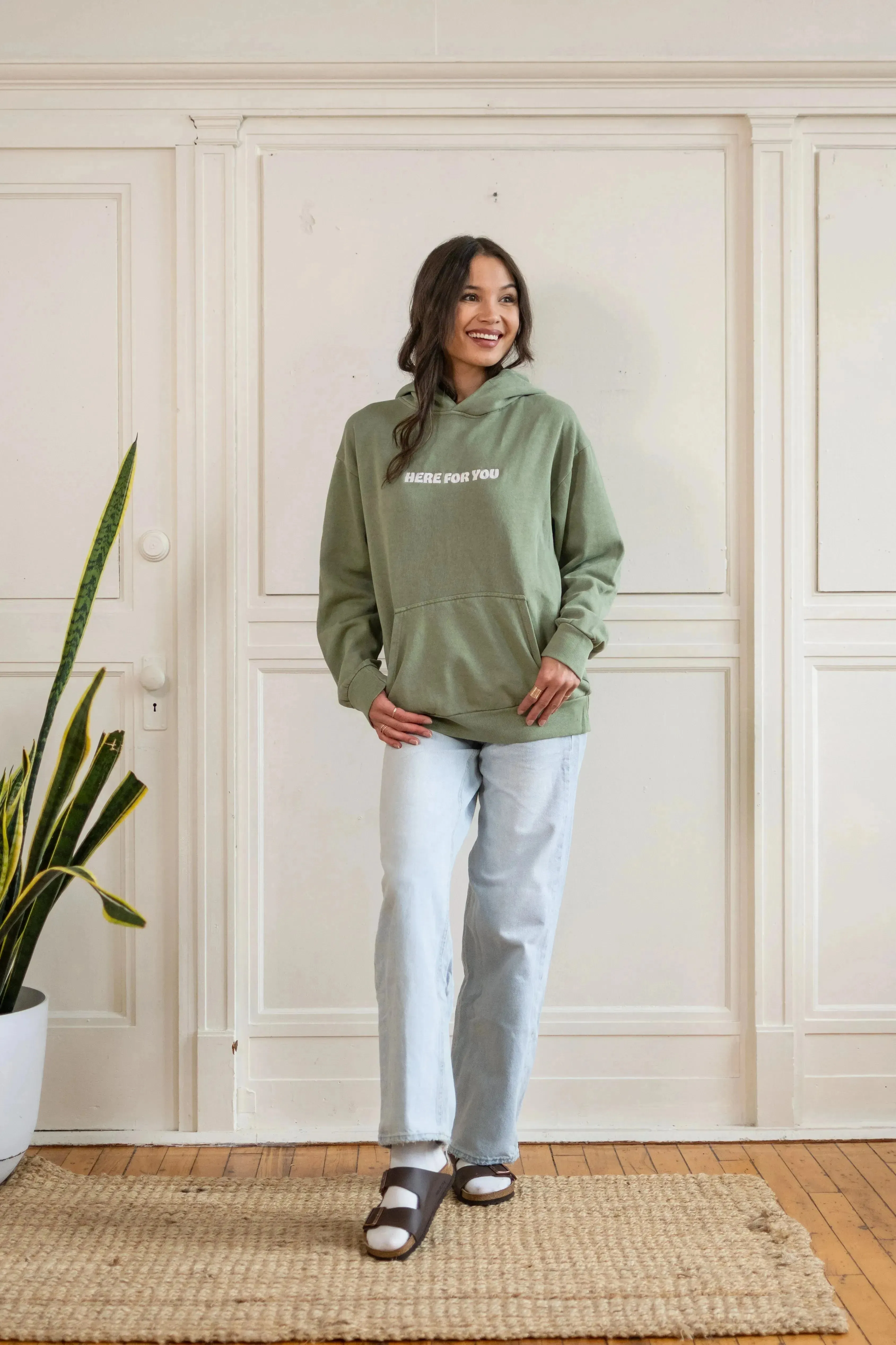 Here For You Olive Hoodie