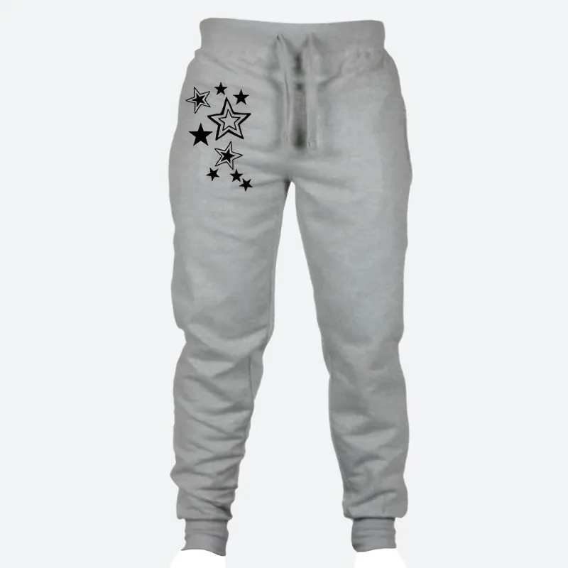 High-Waist Drawstring Star Print Joggers