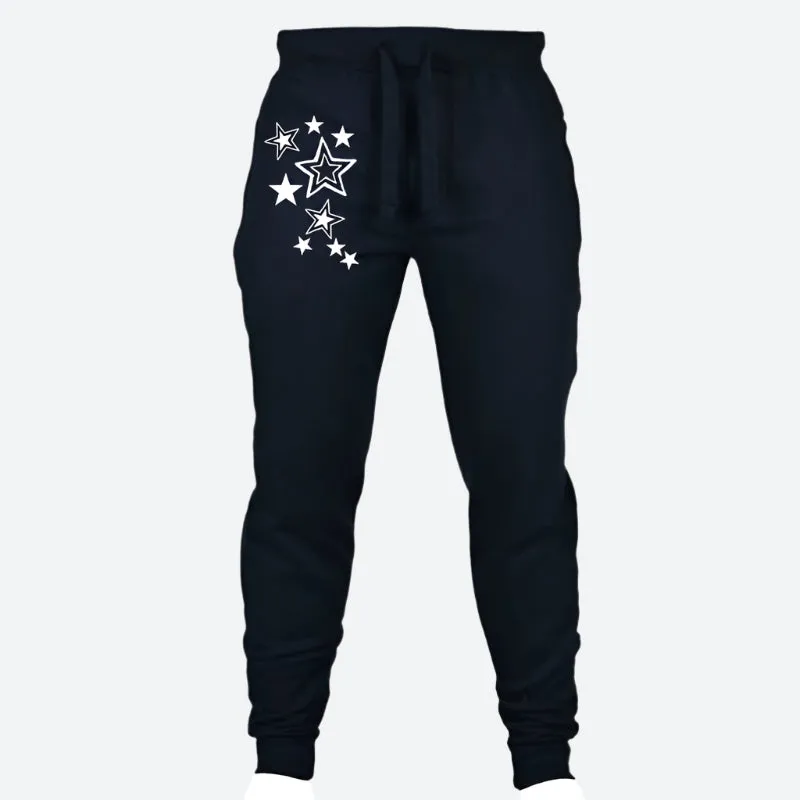 High-Waist Drawstring Star Print Joggers