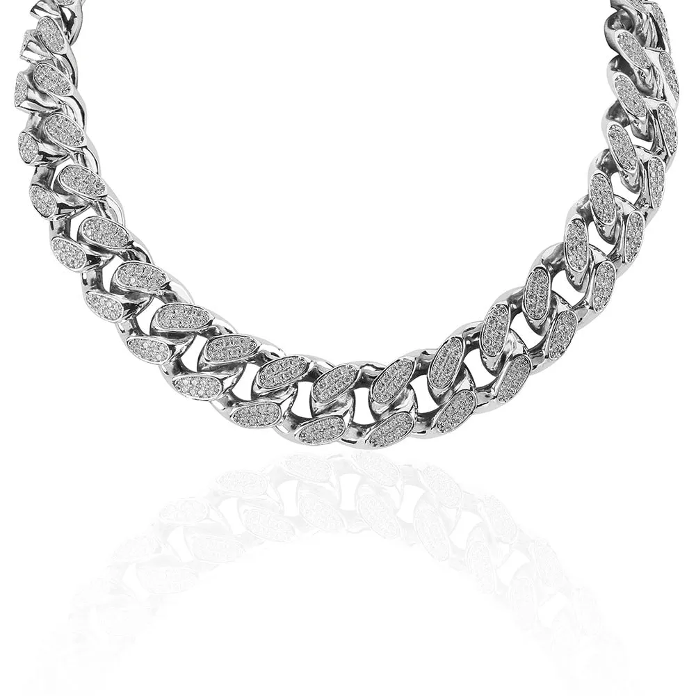Hip Hop Iced 16" - 30" 20mm Heavy Simulated Diamond Miami Cuban Link Necklace Choker Bling