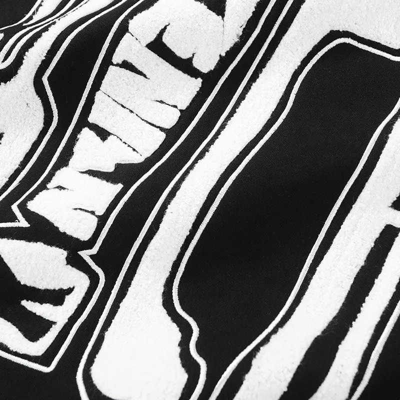 Hip Hop Print Stripe V-Neck Sweatshirt