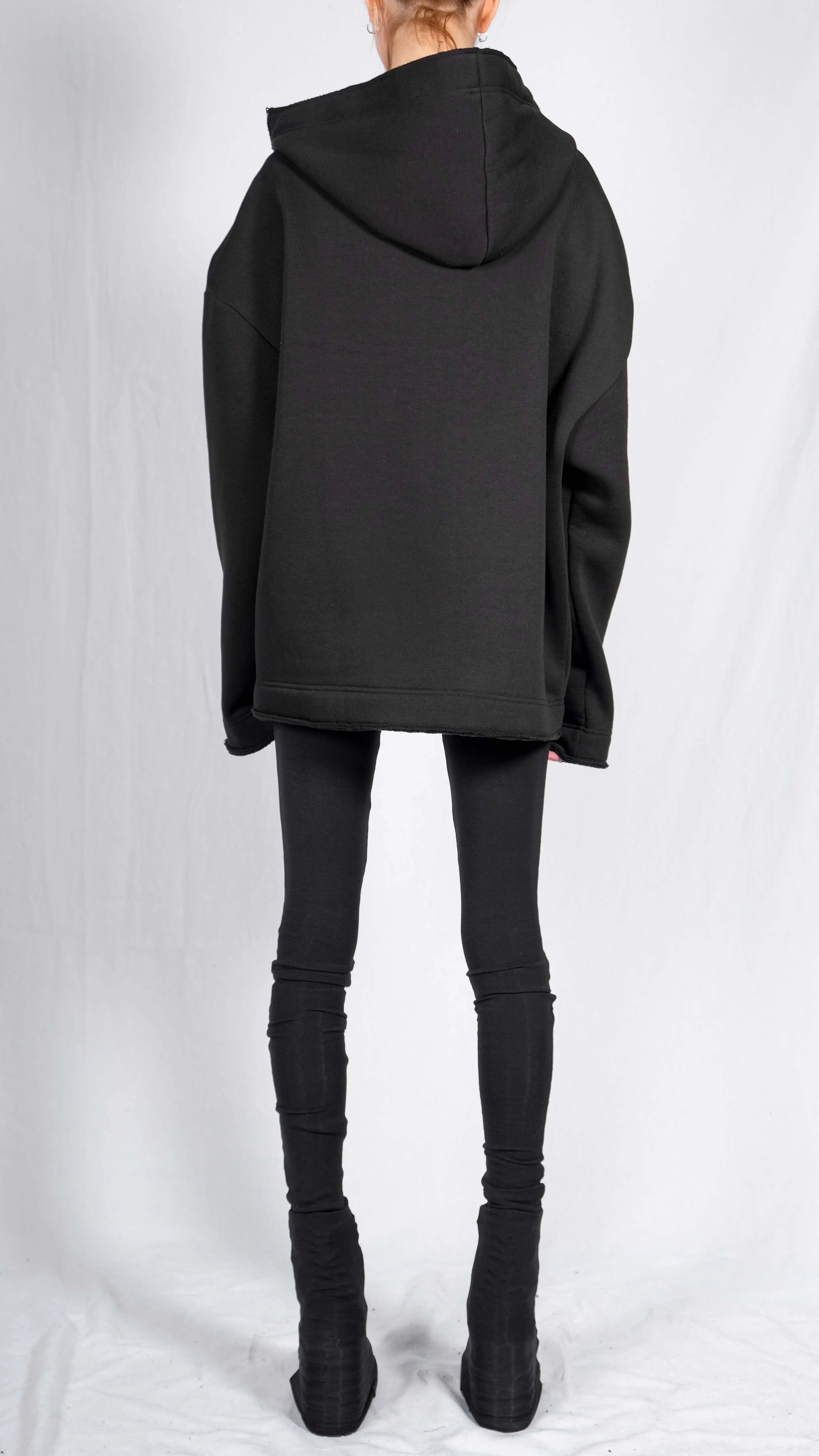 Hoodie with Side Zip and Diagonal Pocket