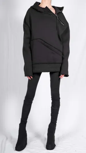 Hoodie with Side Zip and Diagonal Pocket