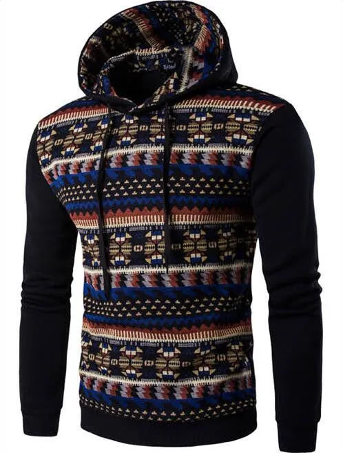 Hoodies Mens Hombre Hip Hop Male Hoodie Fashion Geometric Print Sweatshirt Suit Men Slim Fit Men Hoody XXL EYRV
