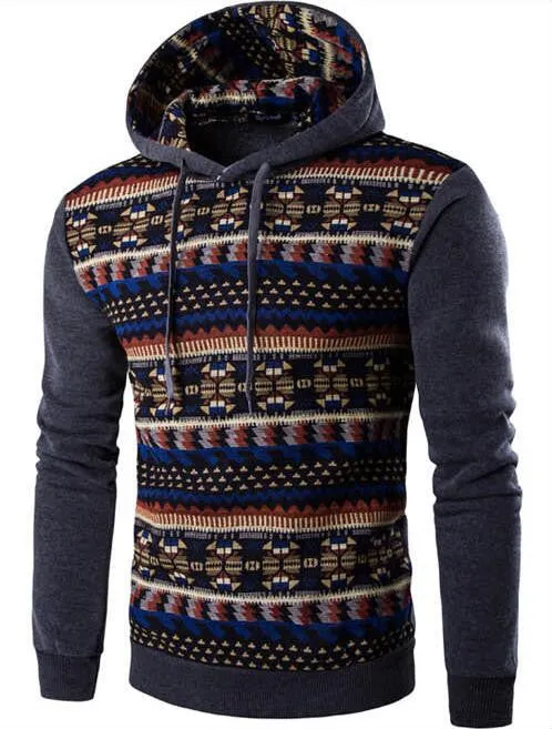 Hoodies Mens Hombre Hip Hop Male Hoodie Fashion Geometric Print Sweatshirt Suit Men Slim Fit Men Hoody XXL EYRV