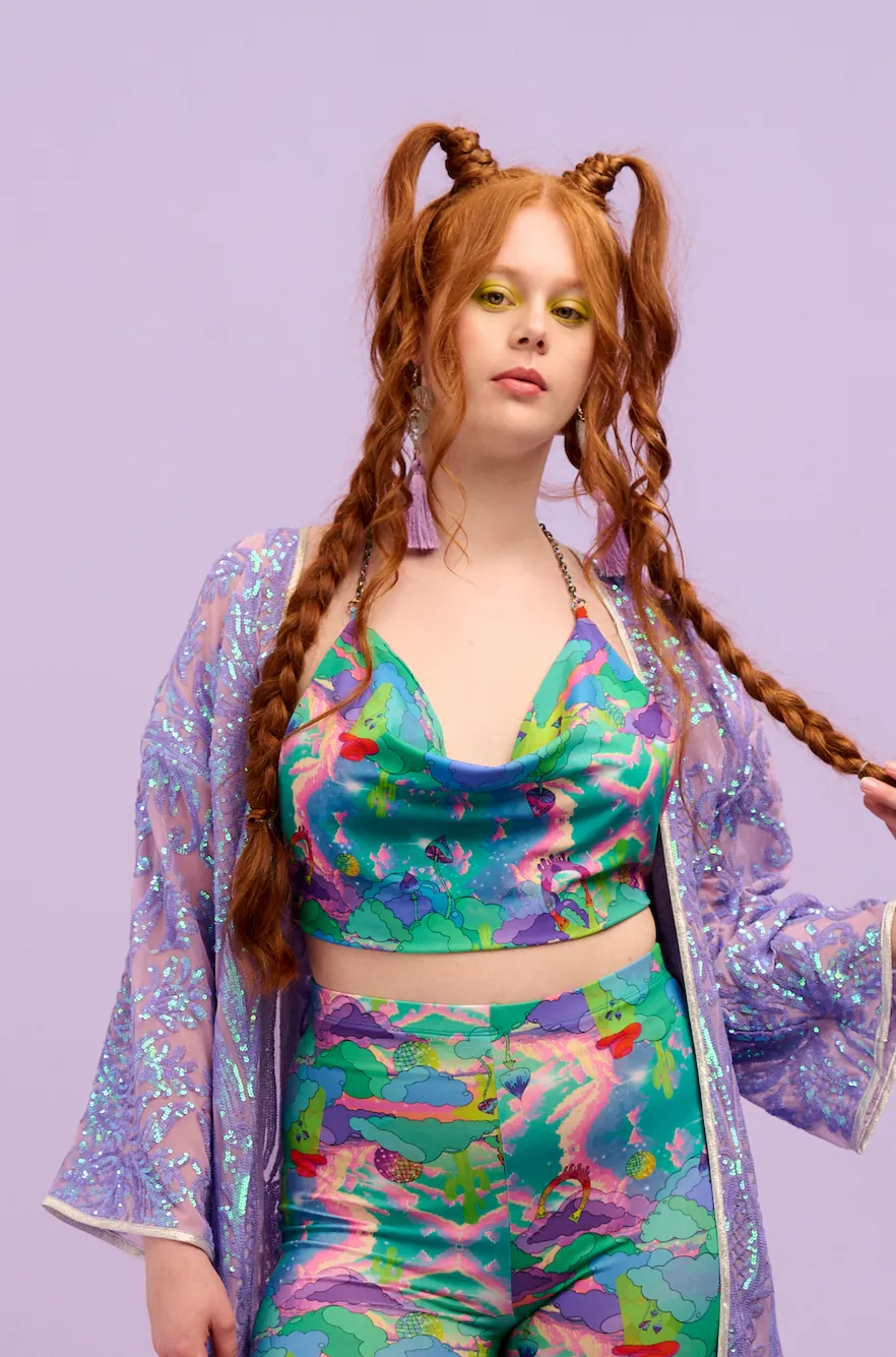 Intergalactic Rodeo Chain Drape Backless Top