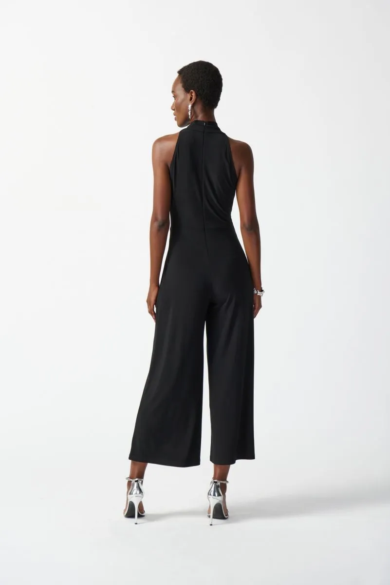 Joseph Ribkoff Halter Neck Faux Wrap Cropped Jumpsuit 242197