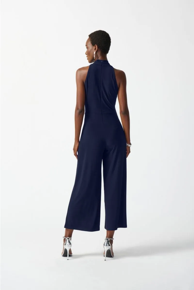 Joseph Ribkoff Halter Neck Faux Wrap Cropped Jumpsuit 242197