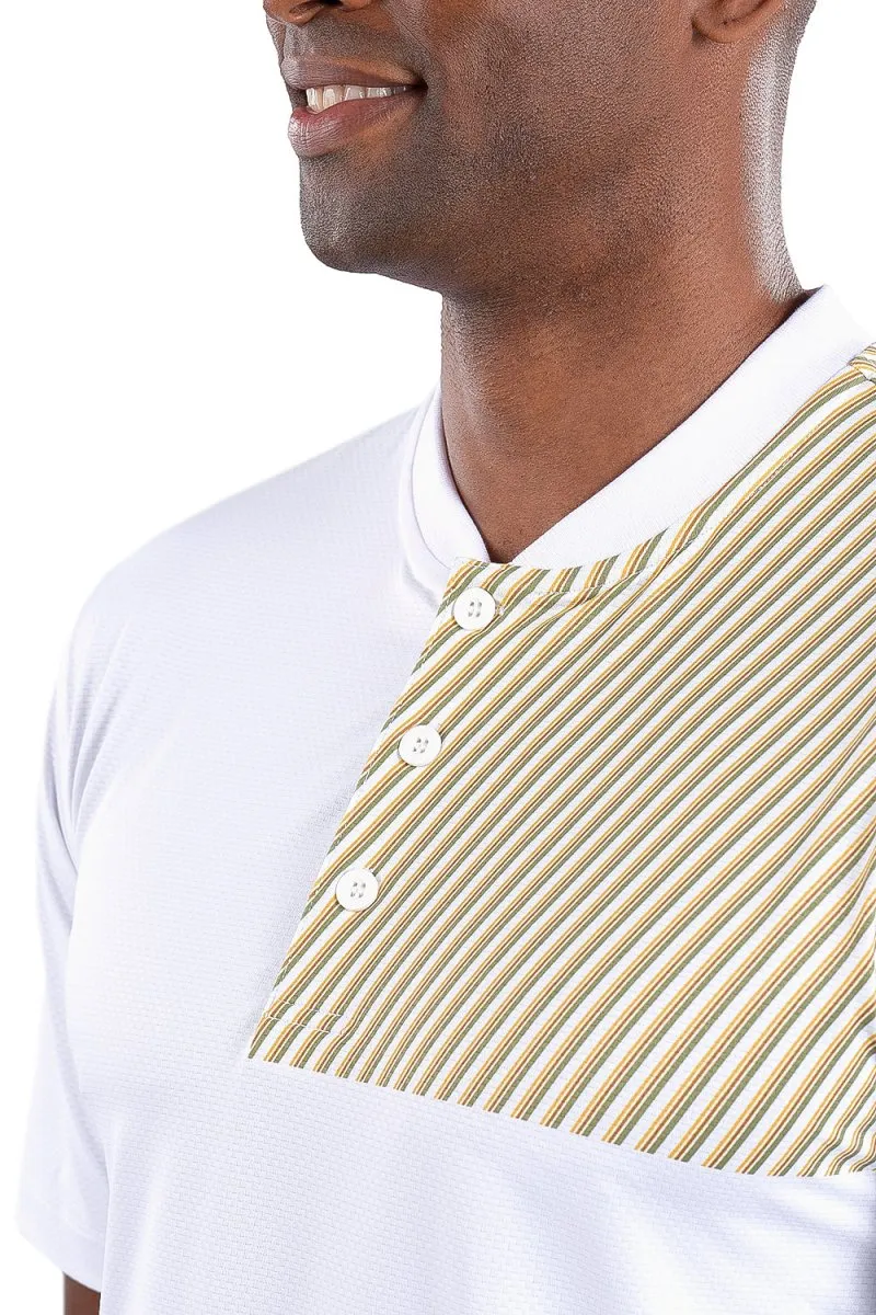 Kyle Polo White Stripe Print - FINAL SALE