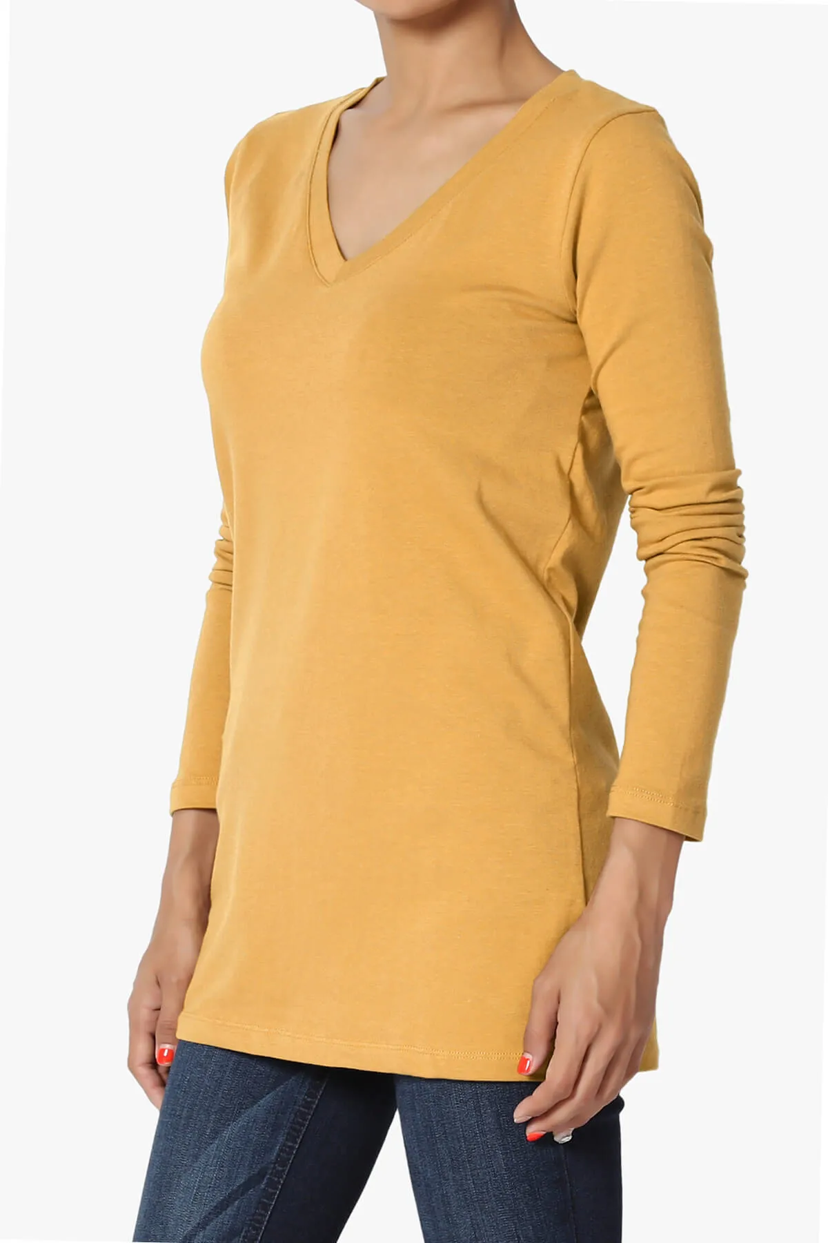 Lasso Cotton V-Neck Long Sleeve Tee