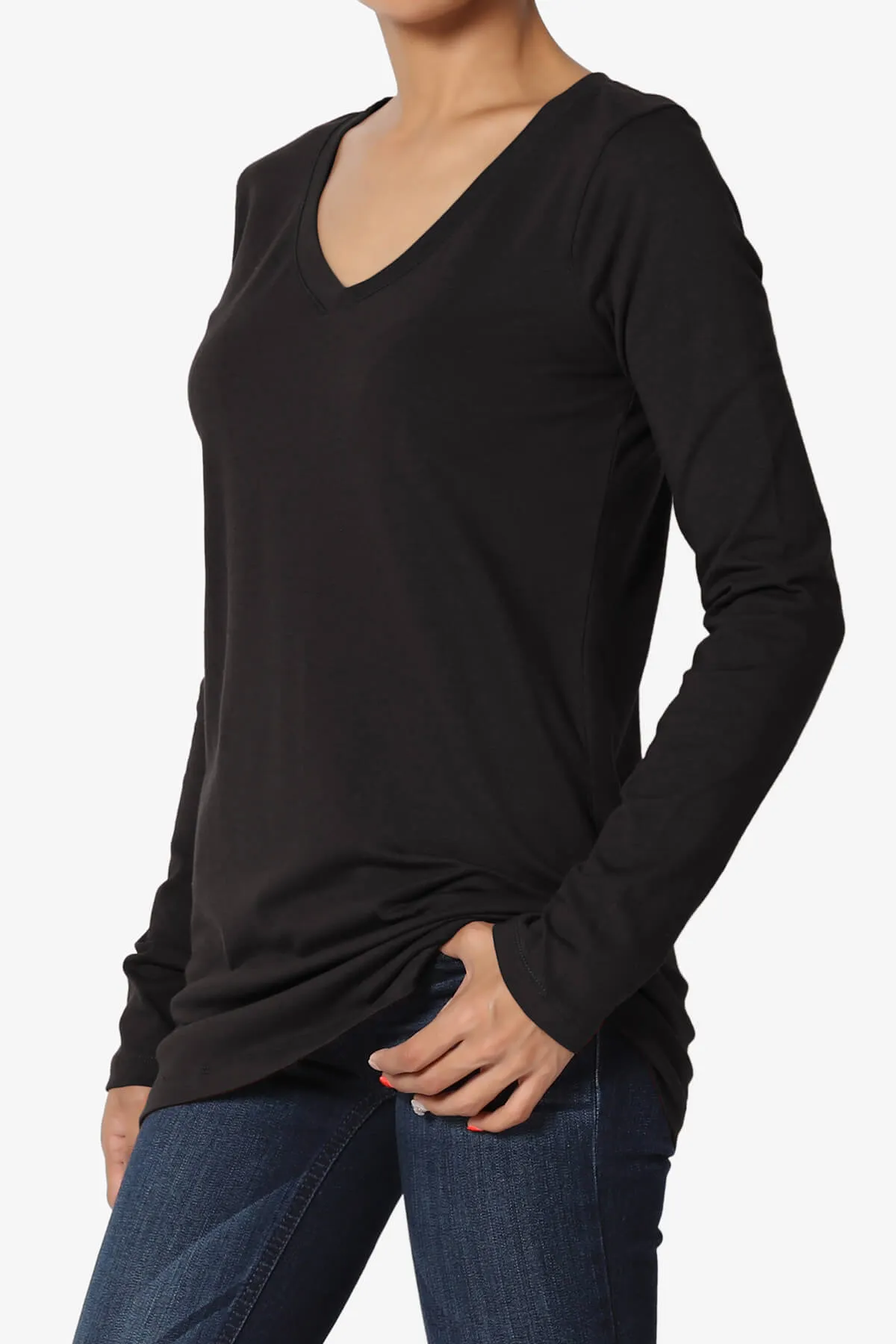 Lasso Cotton V-Neck Long Sleeve Tee