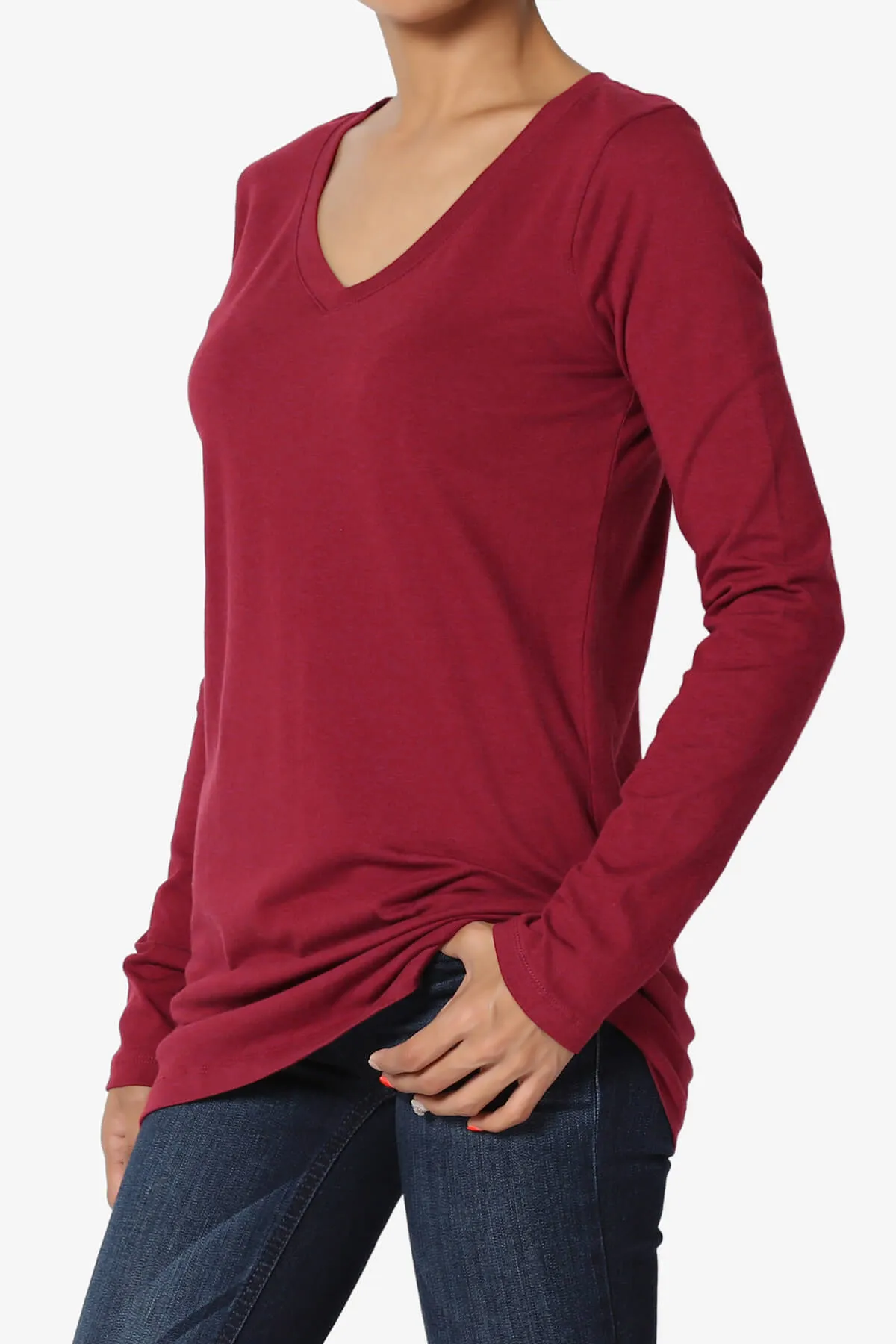 Lasso Cotton V-Neck Long Sleeve Tee