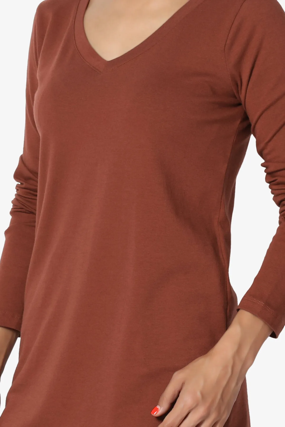 Lasso Cotton V-Neck Long Sleeve Tee