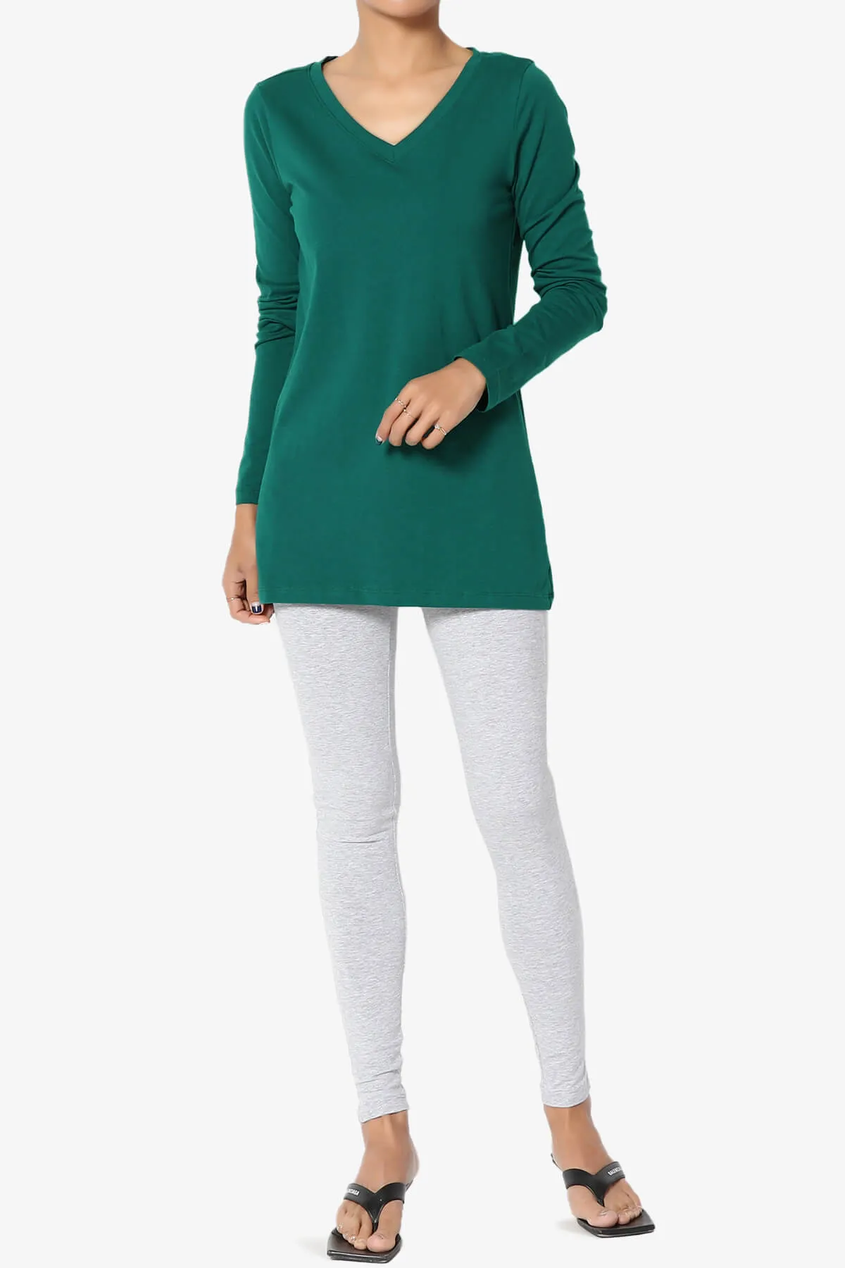 Lasso Cotton V-Neck Long Sleeve Tee