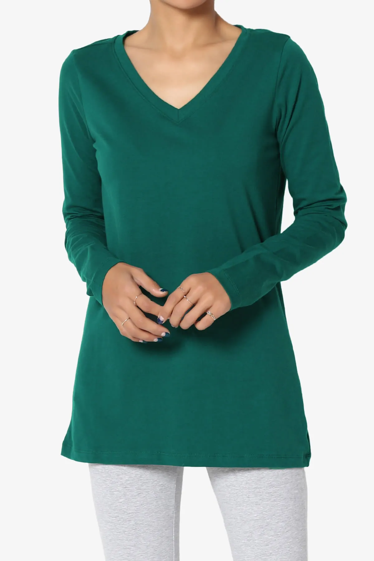 Lasso Cotton V-Neck Long Sleeve Tee