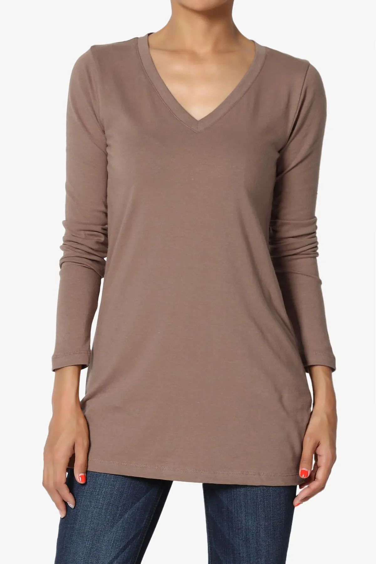 Lasso Cotton V-Neck Long Sleeve Tee