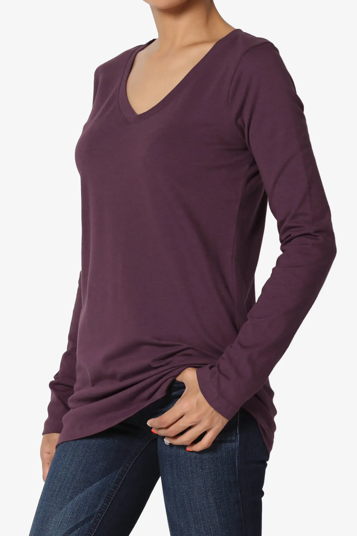 Lasso Cotton V-Neck Long Sleeve Tee
