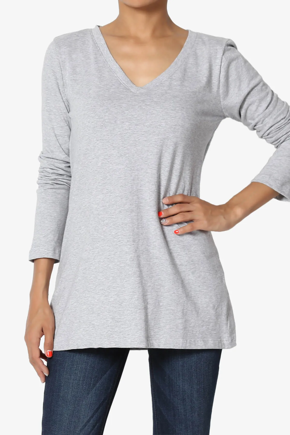 Lasso Cotton V-Neck Long Sleeve Tee