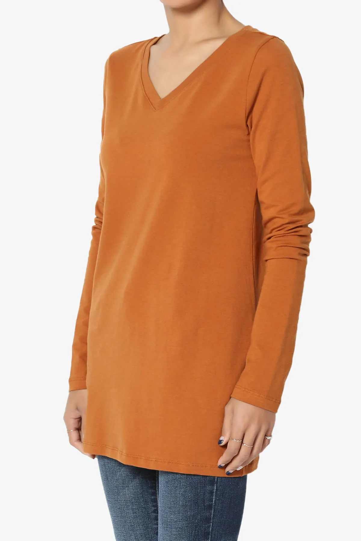 Lasso Cotton V-Neck Long Sleeve Tee