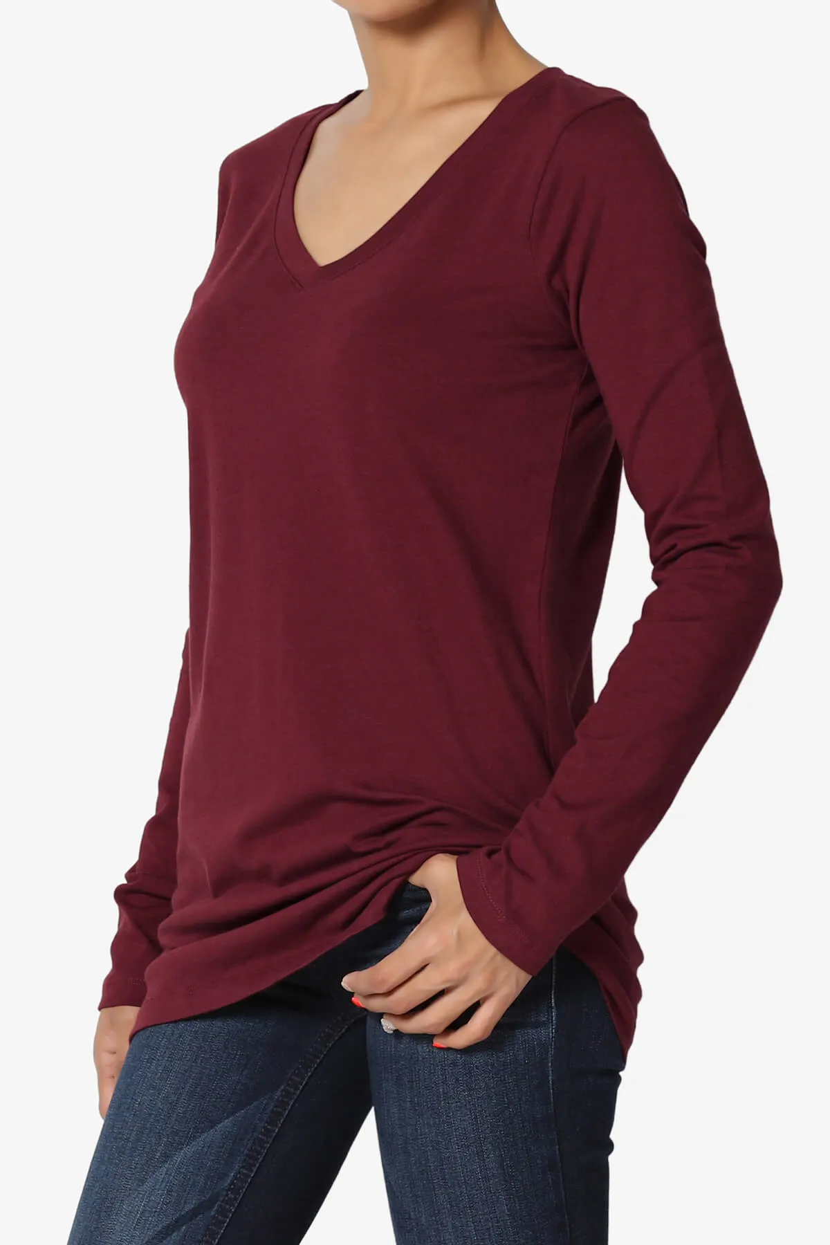 Lasso Cotton V-Neck Long Sleeve Tee