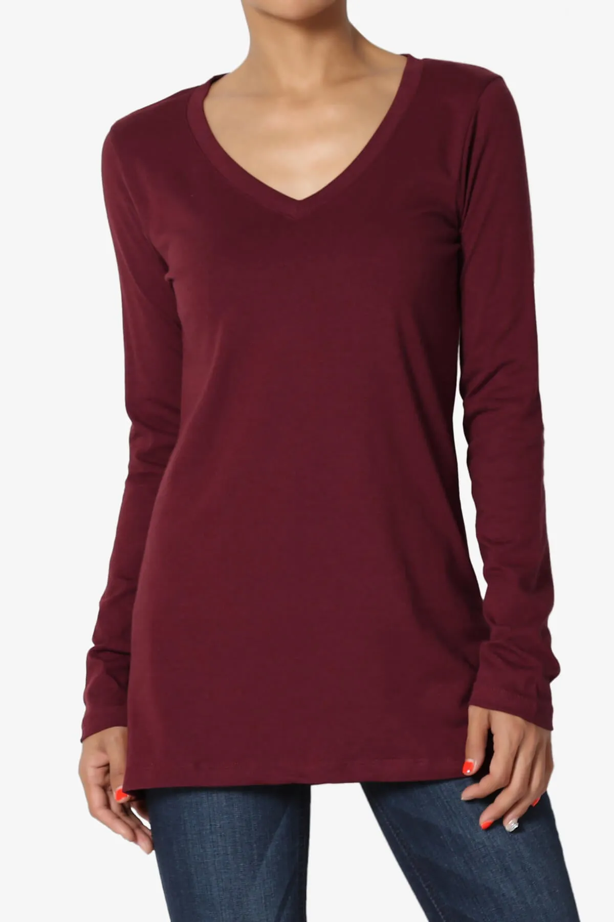 Lasso Cotton V-Neck Long Sleeve Tee