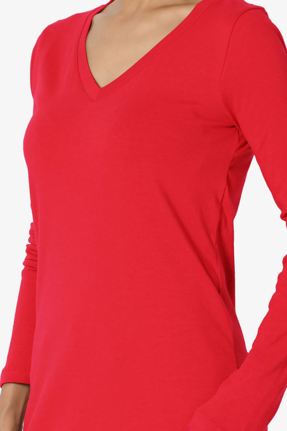 Lasso Cotton V-Neck Long Sleeve Tee