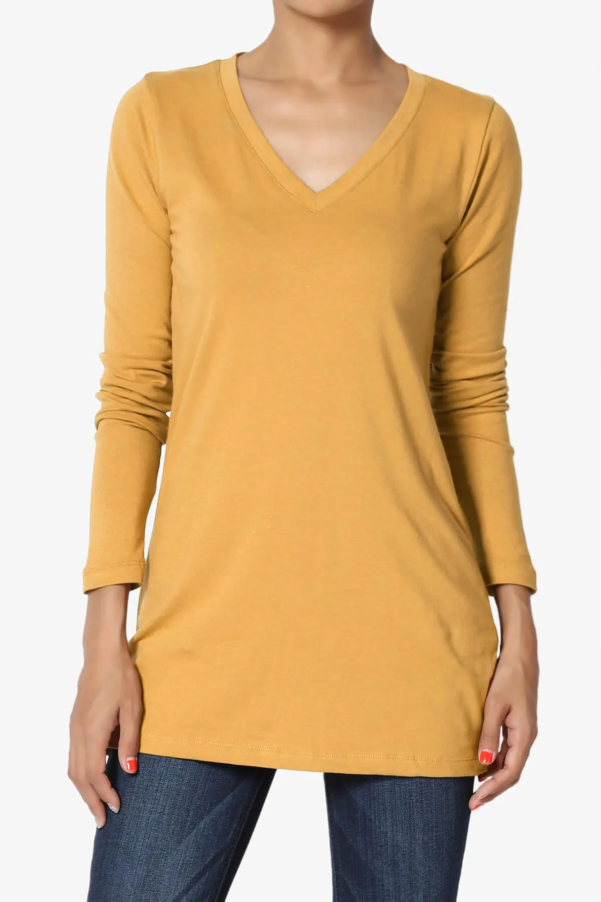Lasso Cotton V-Neck Long Sleeve Tee