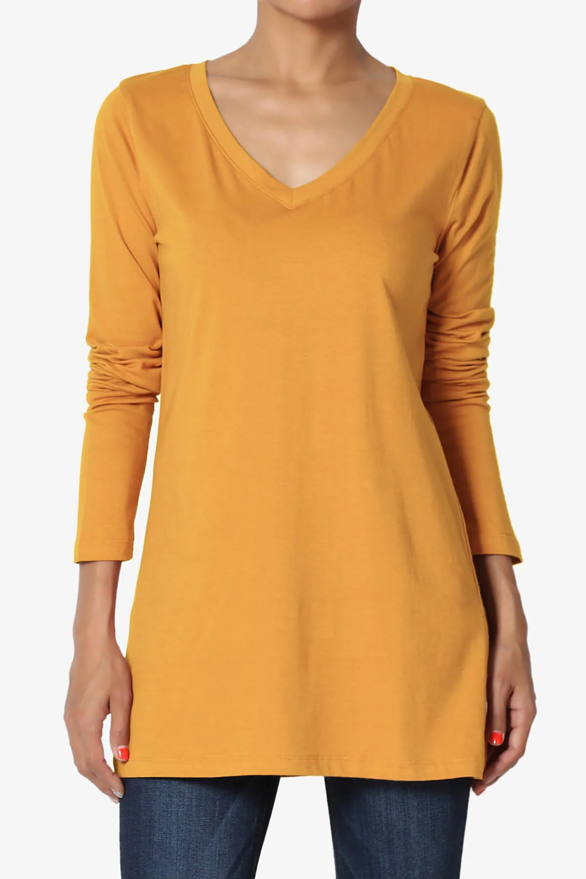 Lasso Cotton V-Neck Long Sleeve Tee