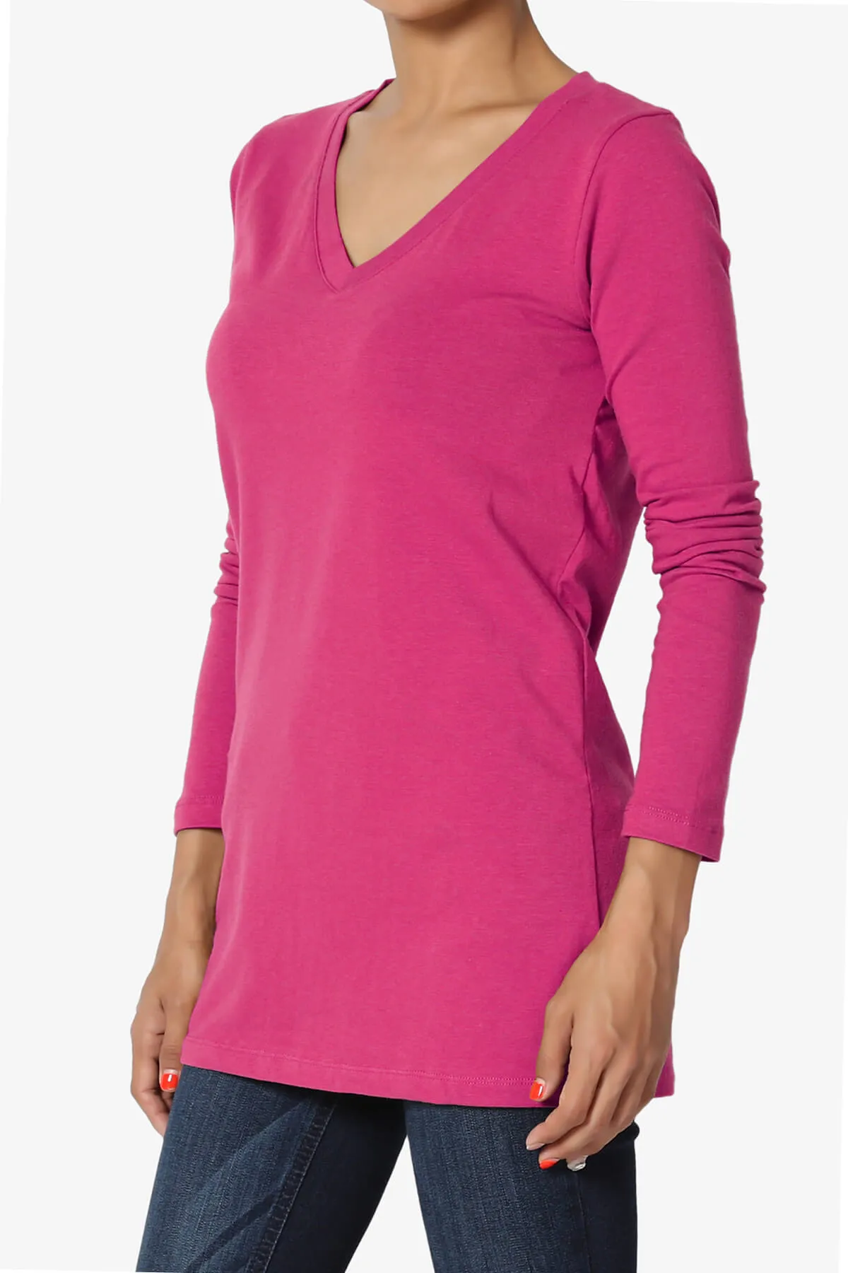 Lasso Cotton V-Neck Long Sleeve Tee