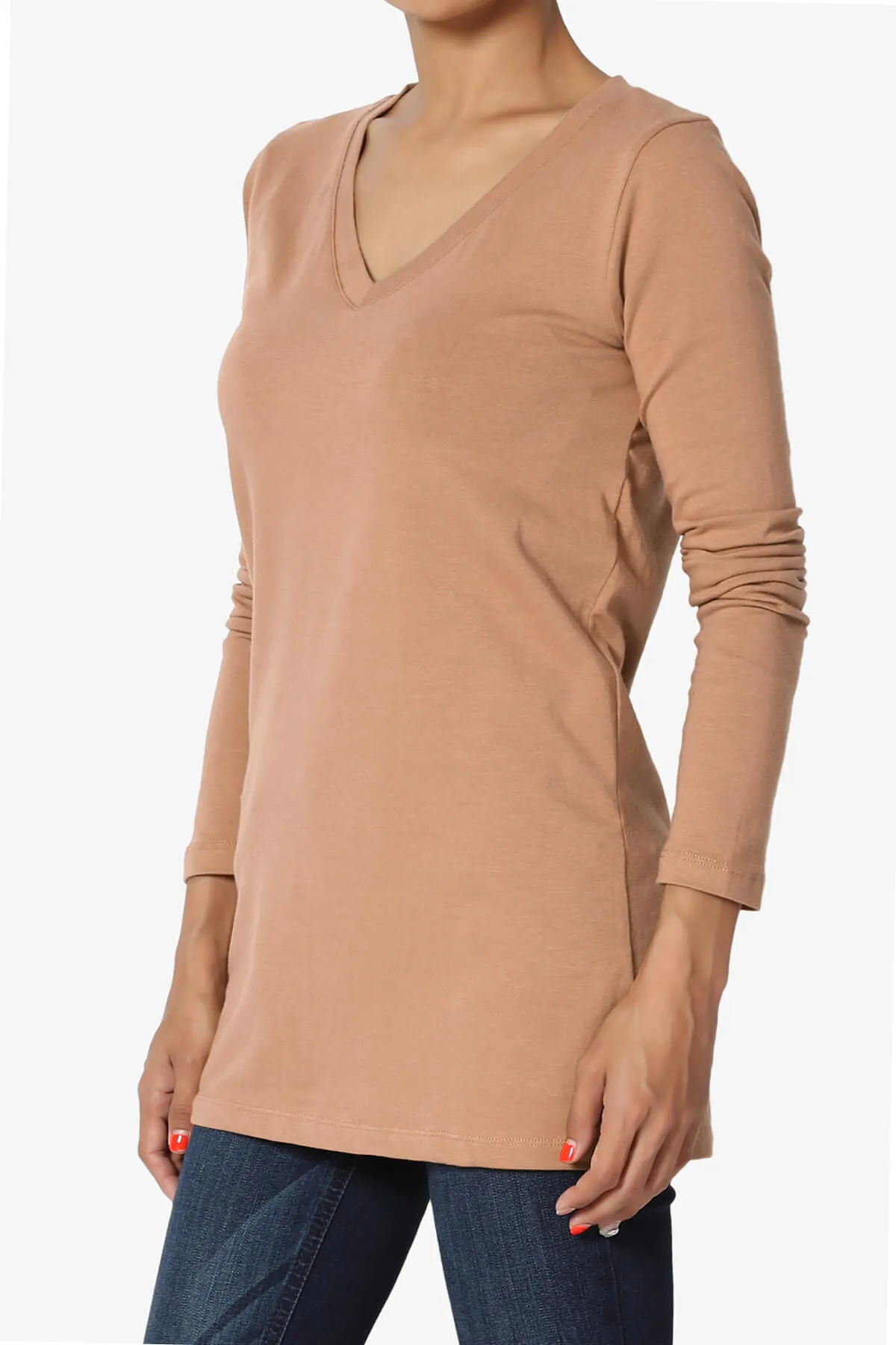 Lasso Cotton V-Neck Long Sleeve Tee