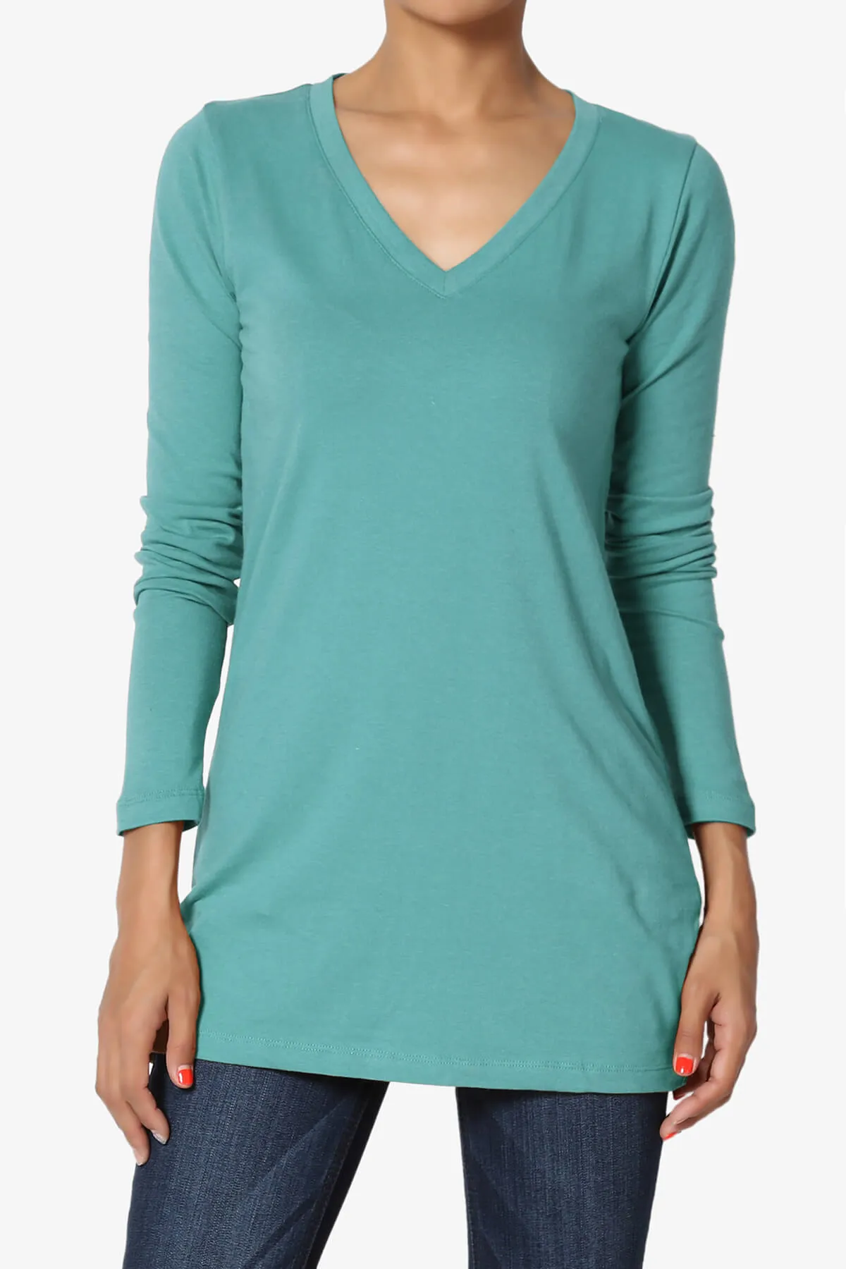 Lasso Cotton V-Neck Long Sleeve Tee