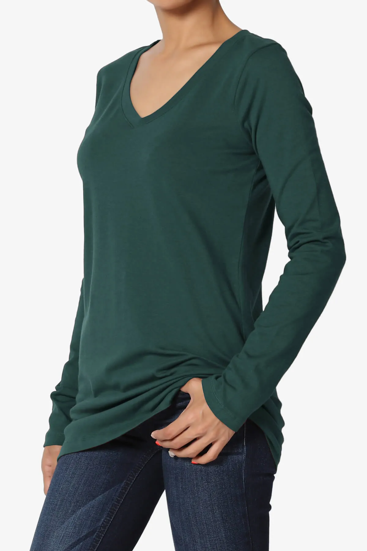 Lasso Cotton V-Neck Long Sleeve Tee