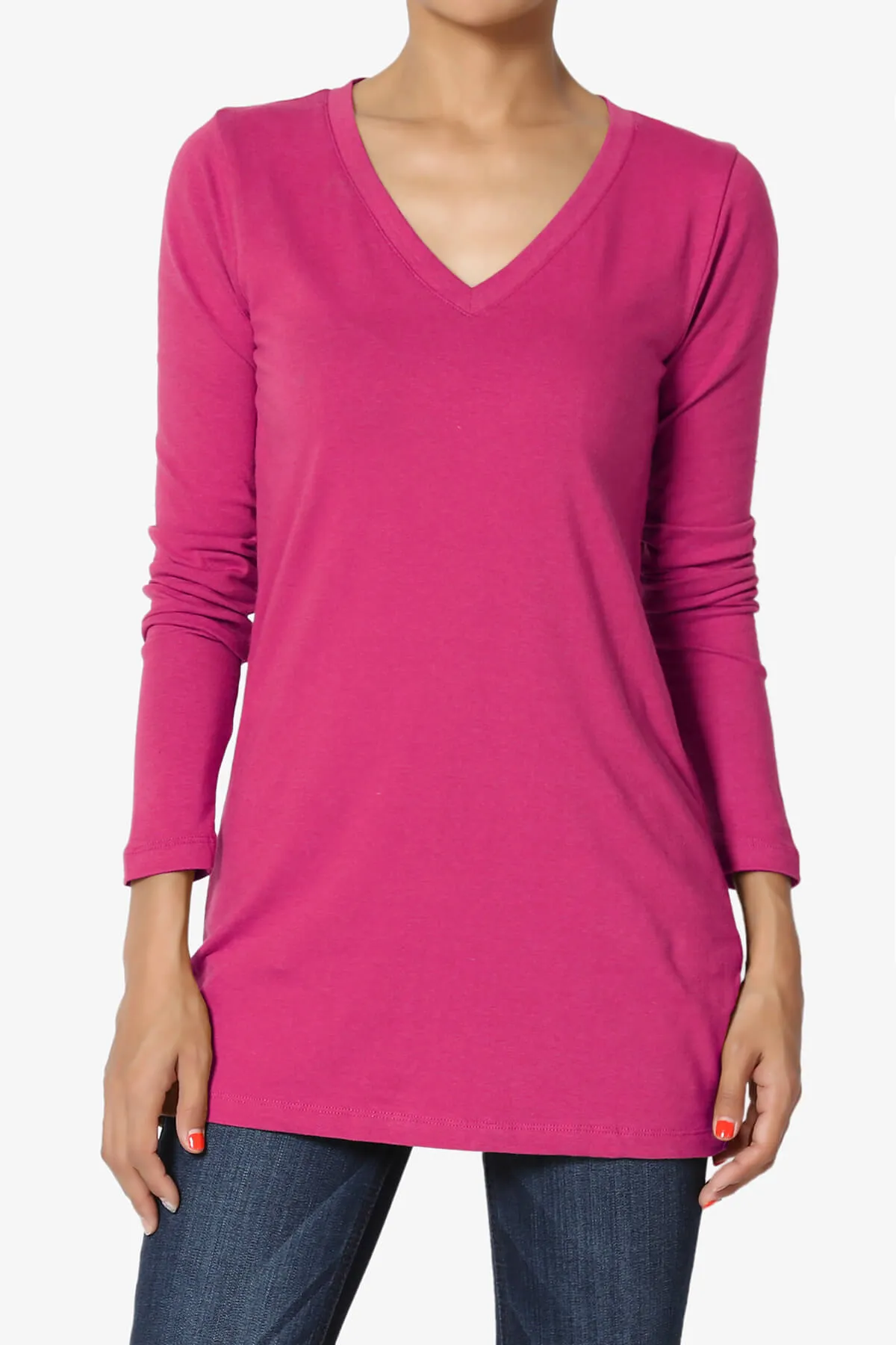 Lasso Cotton V-Neck Long Sleeve Tee
