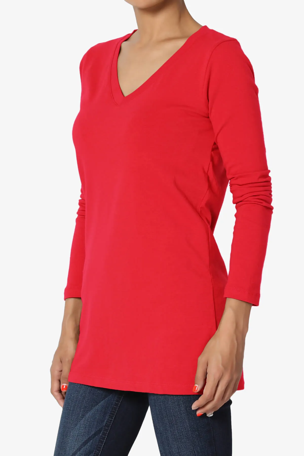 Lasso Cotton V-Neck Long Sleeve Tee