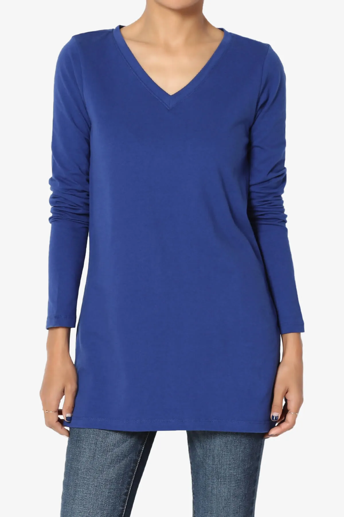 Lasso Cotton V-Neck Long Sleeve Tee