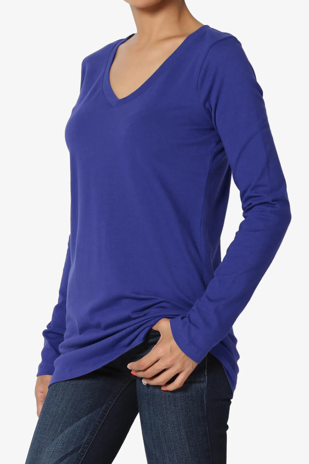 Lasso Cotton V-Neck Long Sleeve Tee