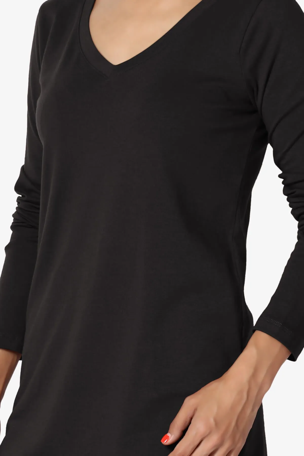 Lasso Cotton V-Neck Long Sleeve Tee