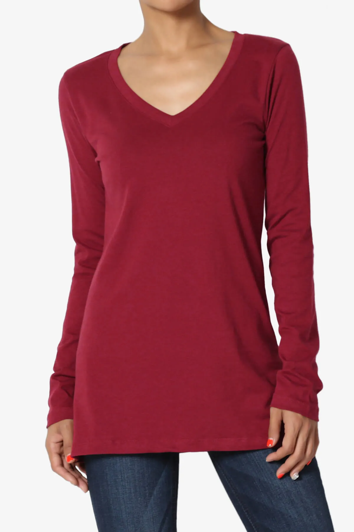 Lasso Cotton V-Neck Long Sleeve Tee
