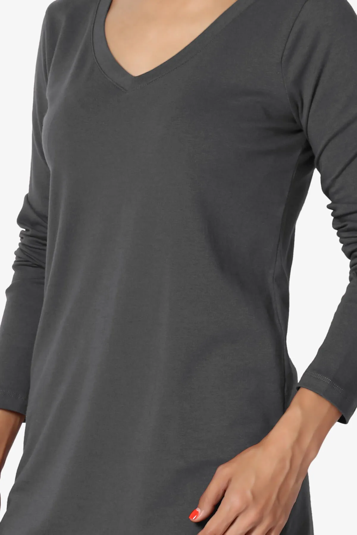 Lasso Cotton V-Neck Long Sleeve Tee