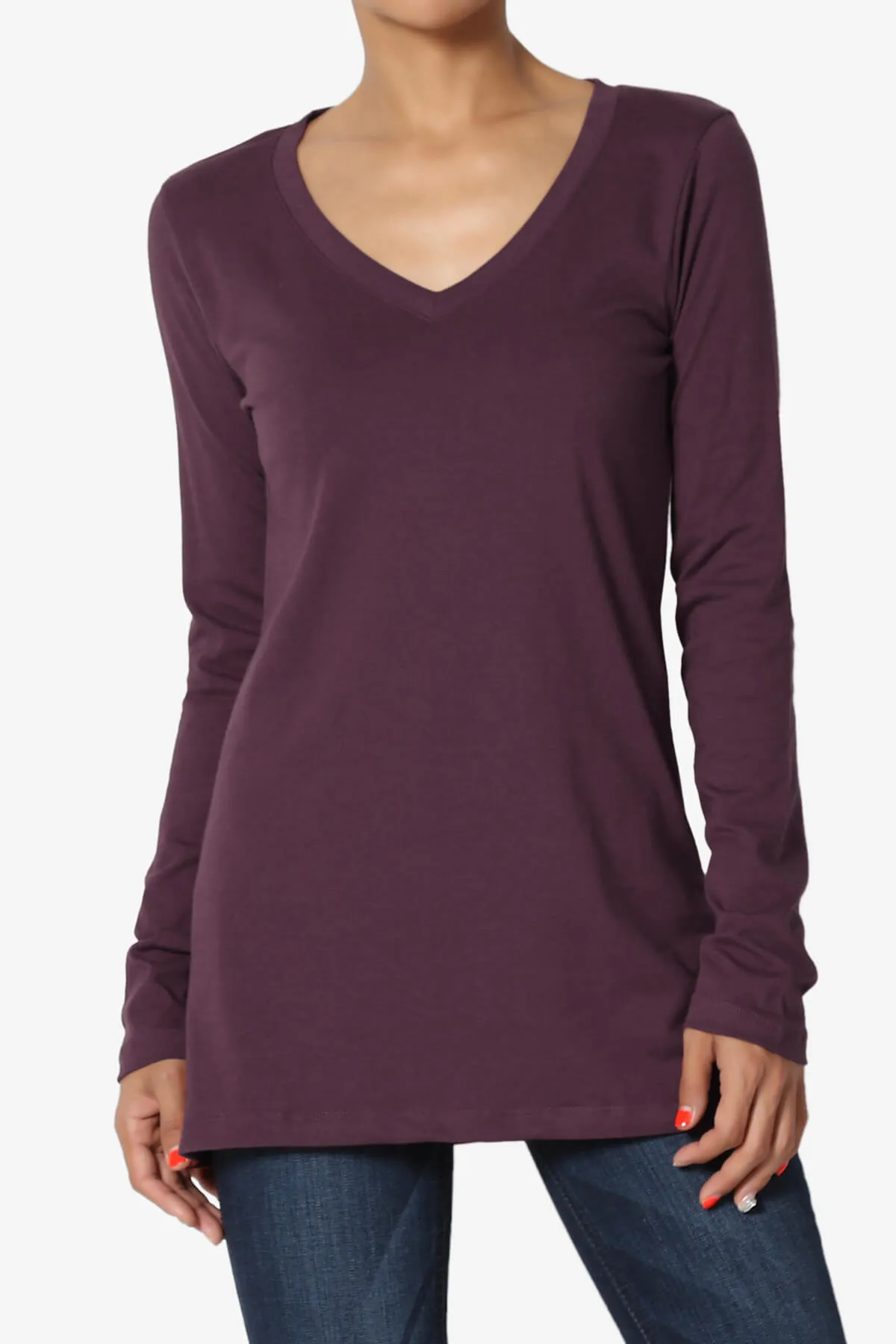 Lasso Cotton V-Neck Long Sleeve Tee