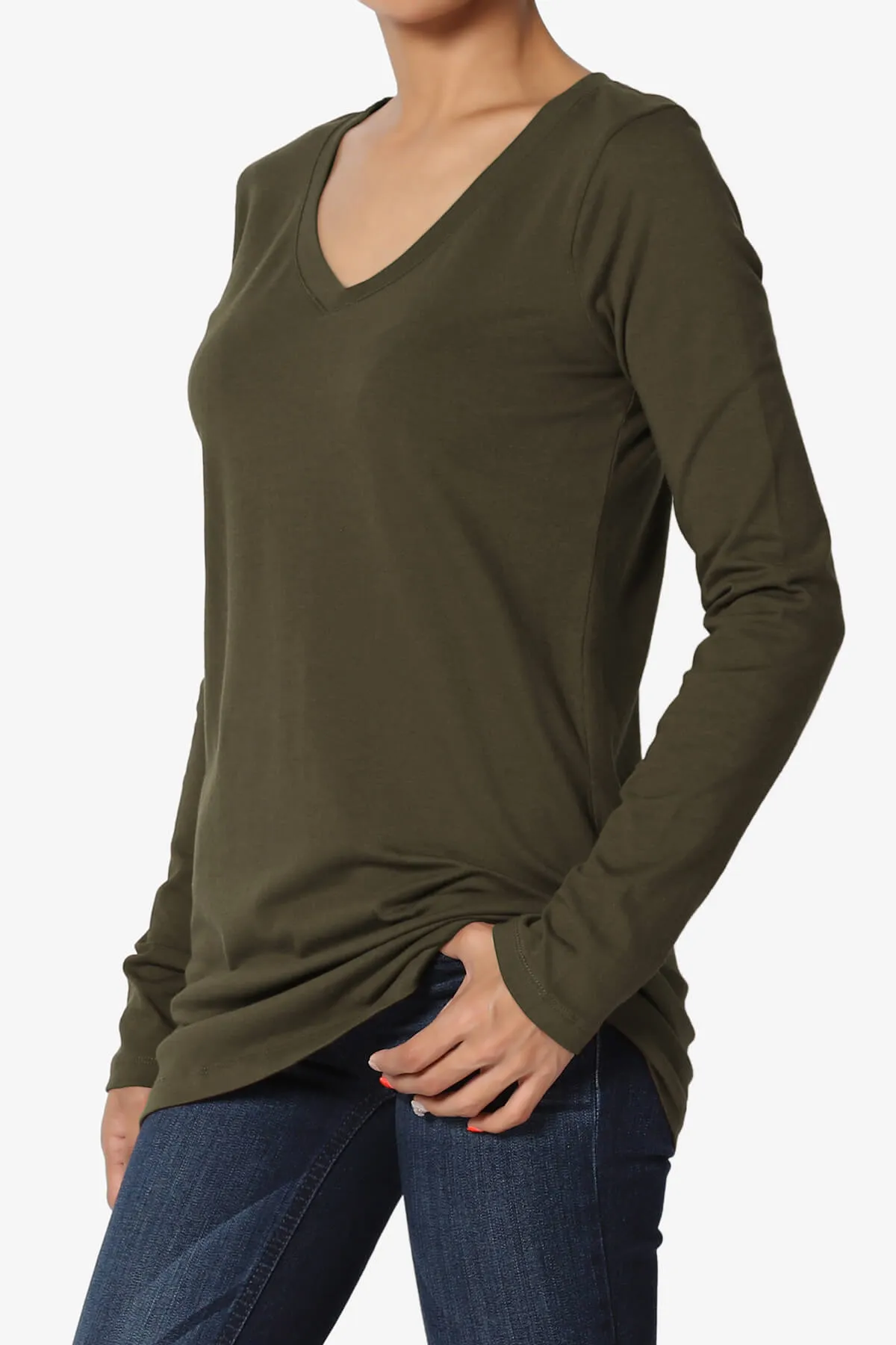 Lasso Cotton V-Neck Long Sleeve Tee