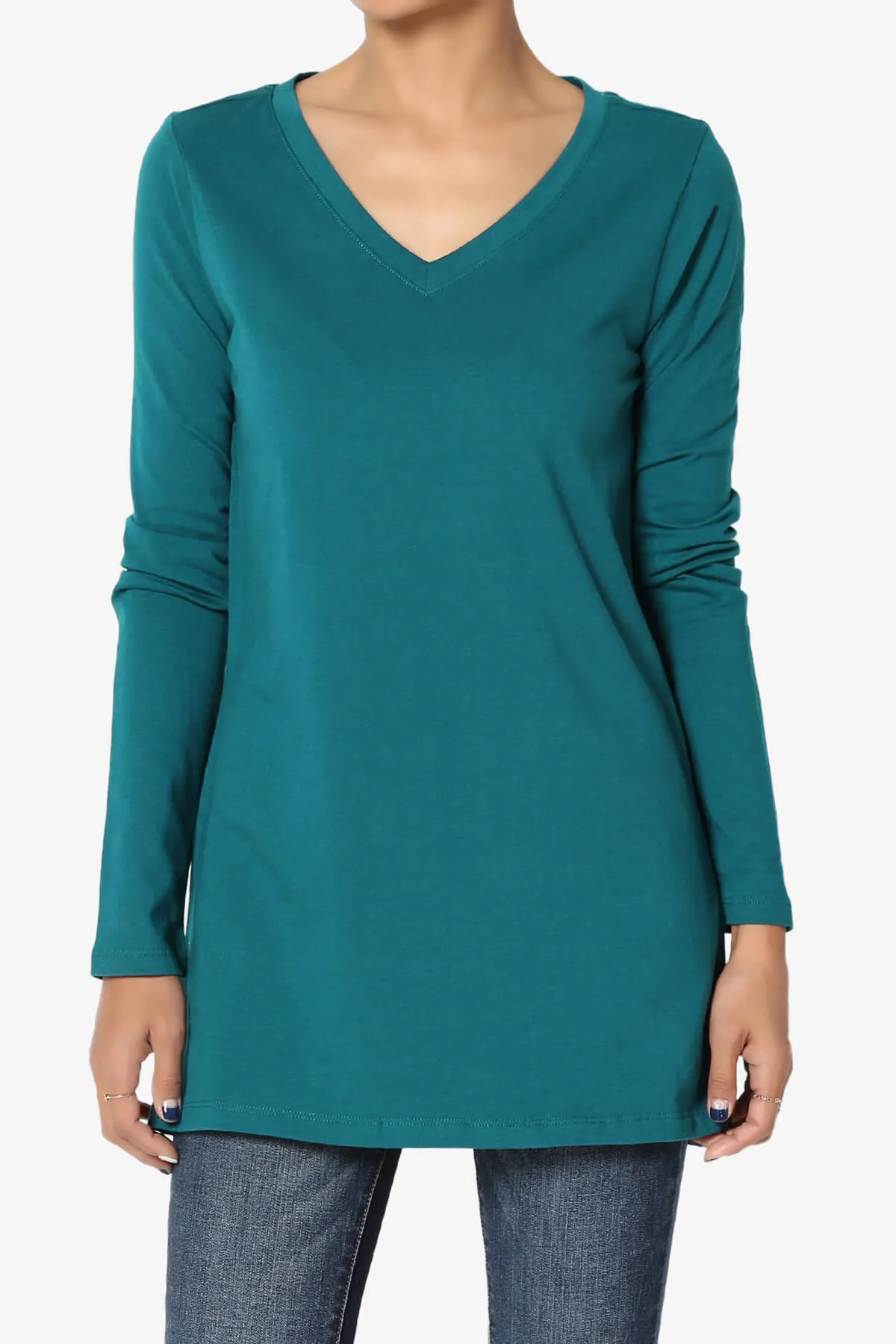 Lasso Cotton V-Neck Long Sleeve Tee