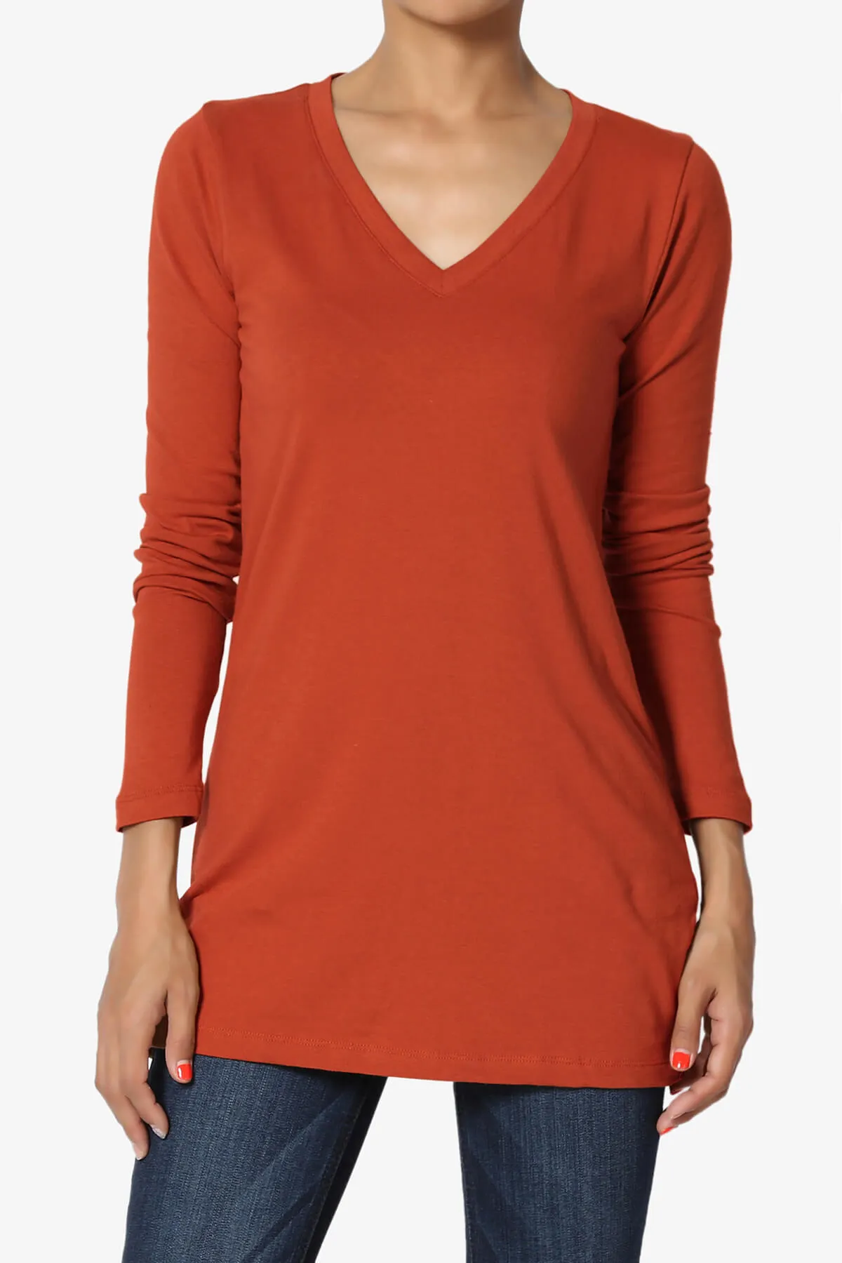 Lasso Cotton V-Neck Long Sleeve Tee