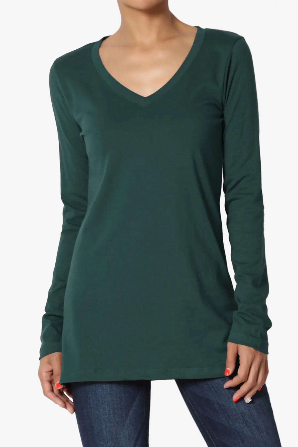 Lasso Cotton V-Neck Long Sleeve Tee