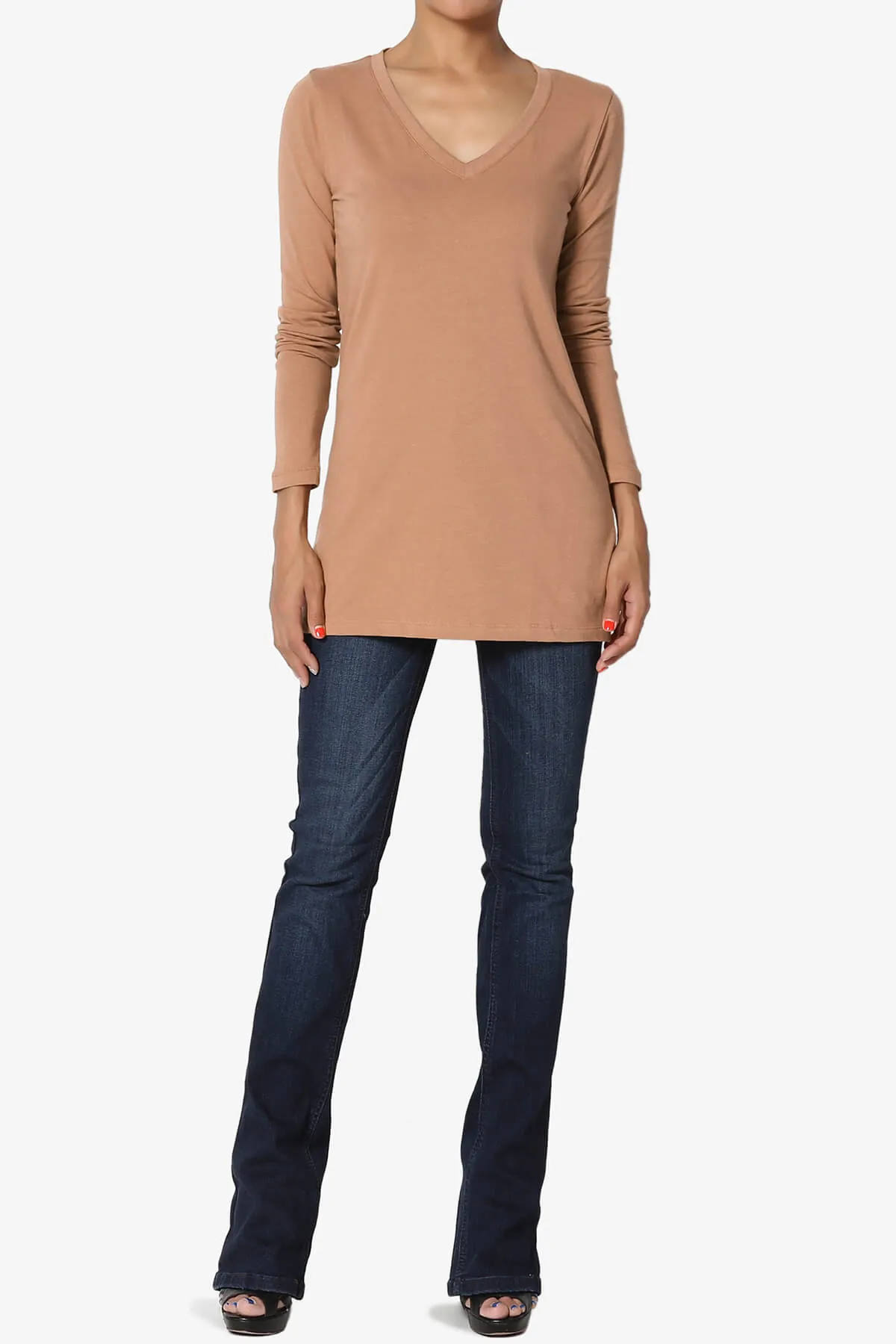 Lasso Cotton V-Neck Long Sleeve Tee