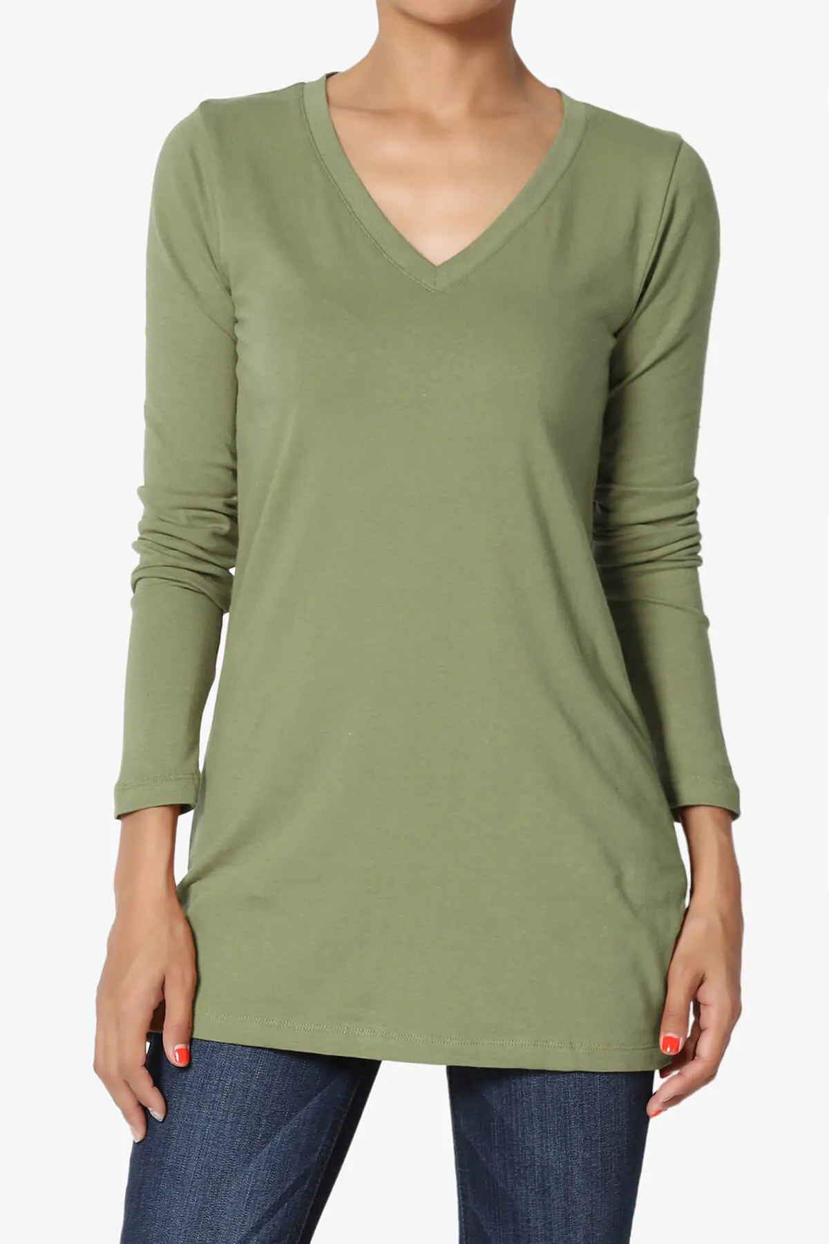 Lasso Cotton V-Neck Long Sleeve Tee