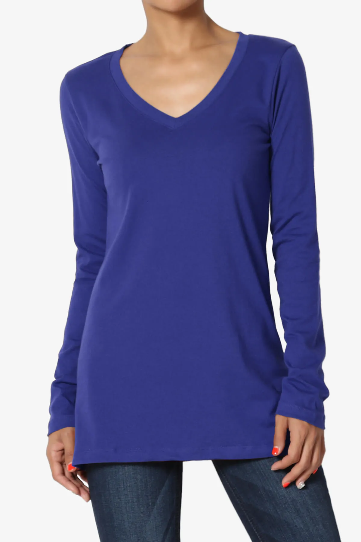 Lasso Cotton V-Neck Long Sleeve Tee