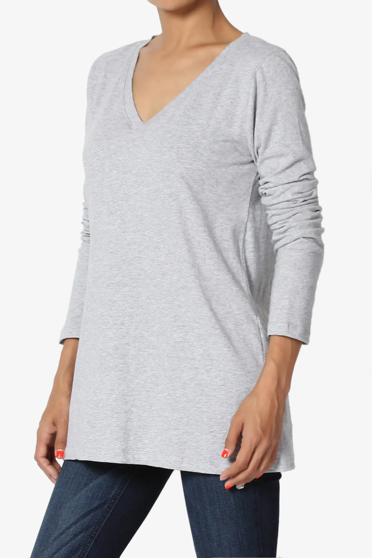 Lasso Cotton V-Neck Long Sleeve Tee