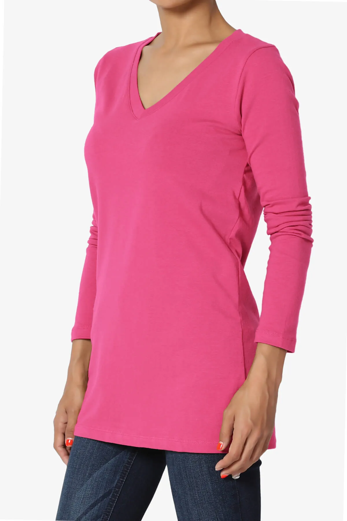 Lasso Cotton V-Neck Long Sleeve Tee